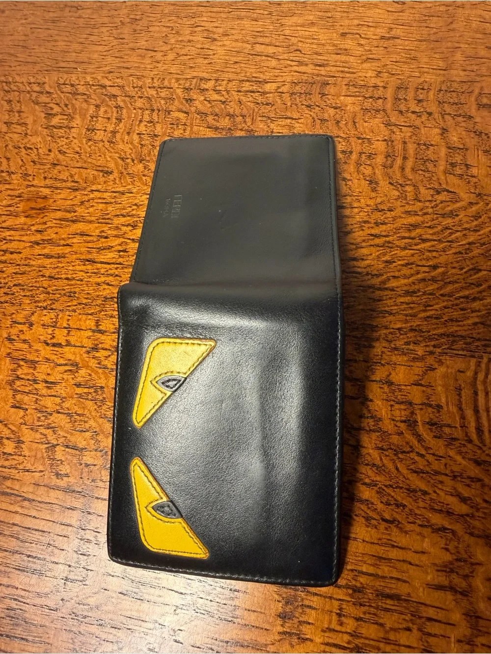 Fendi Bag Bugs Monster Eyes Black Leather Bifold Wallet with Box and COA